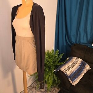 Strut This Womens Fleece Shrug Large Black NEW Cropped Long Sleeve Cotton USA